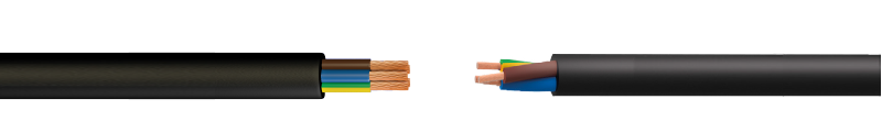 WATER RESISTANT PCP OR EQUIVALENT SYNTHETIC ELASTOMER SHEATHED FLEXIBLE H07RN8-F CABLES