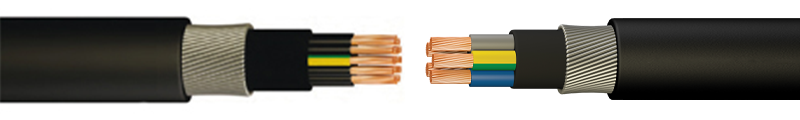 PVC INSULATED, PVC SHEATHED
 ARMOURED 0,6/1kV COPPER POWER CABLES